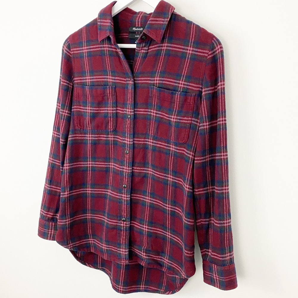 Madewell size S soft thick cozy maroon flannel button down